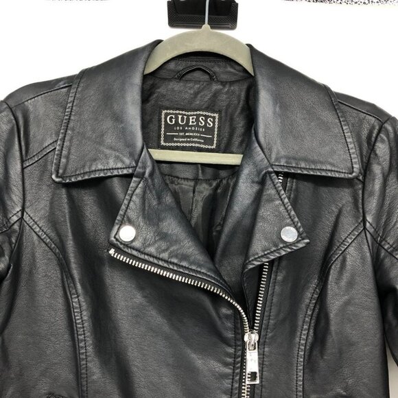 GUESS Women's Black Regina Faux Leather Biker Jacket size XS - Picture 7 of 16